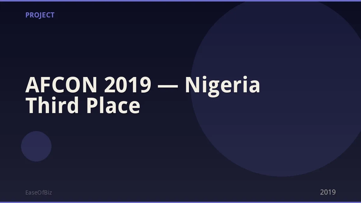 AFCON 2019 — Nigeria Third Place