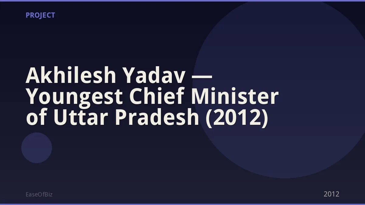 Akhilesh Yadav — Youngest Chief Minister of Uttar Pradesh (2012)