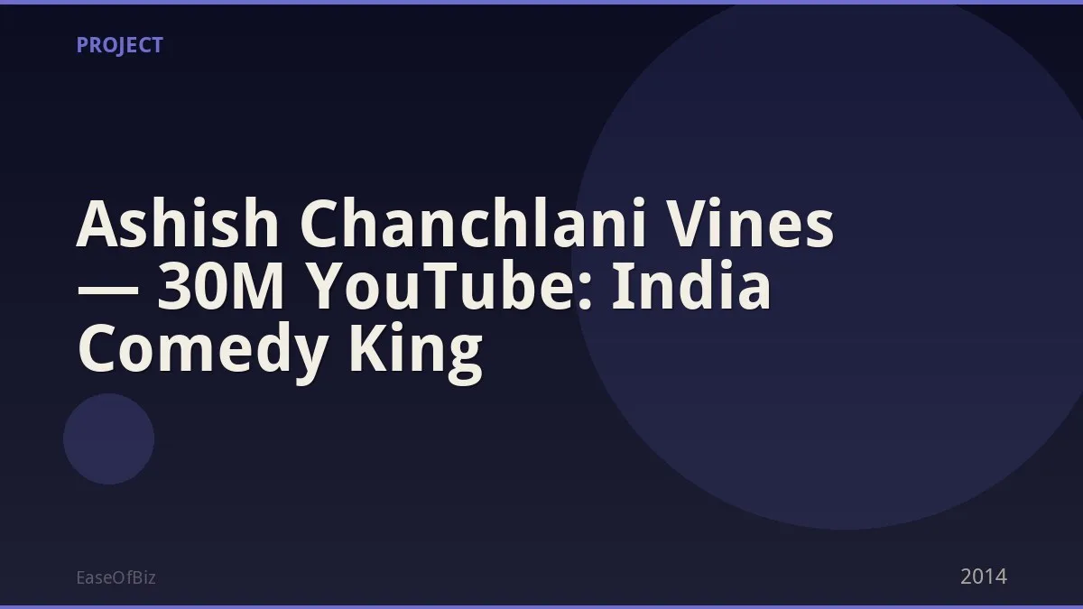 Ashish Chanchlani Vines — 30M YouTube: India Comedy King