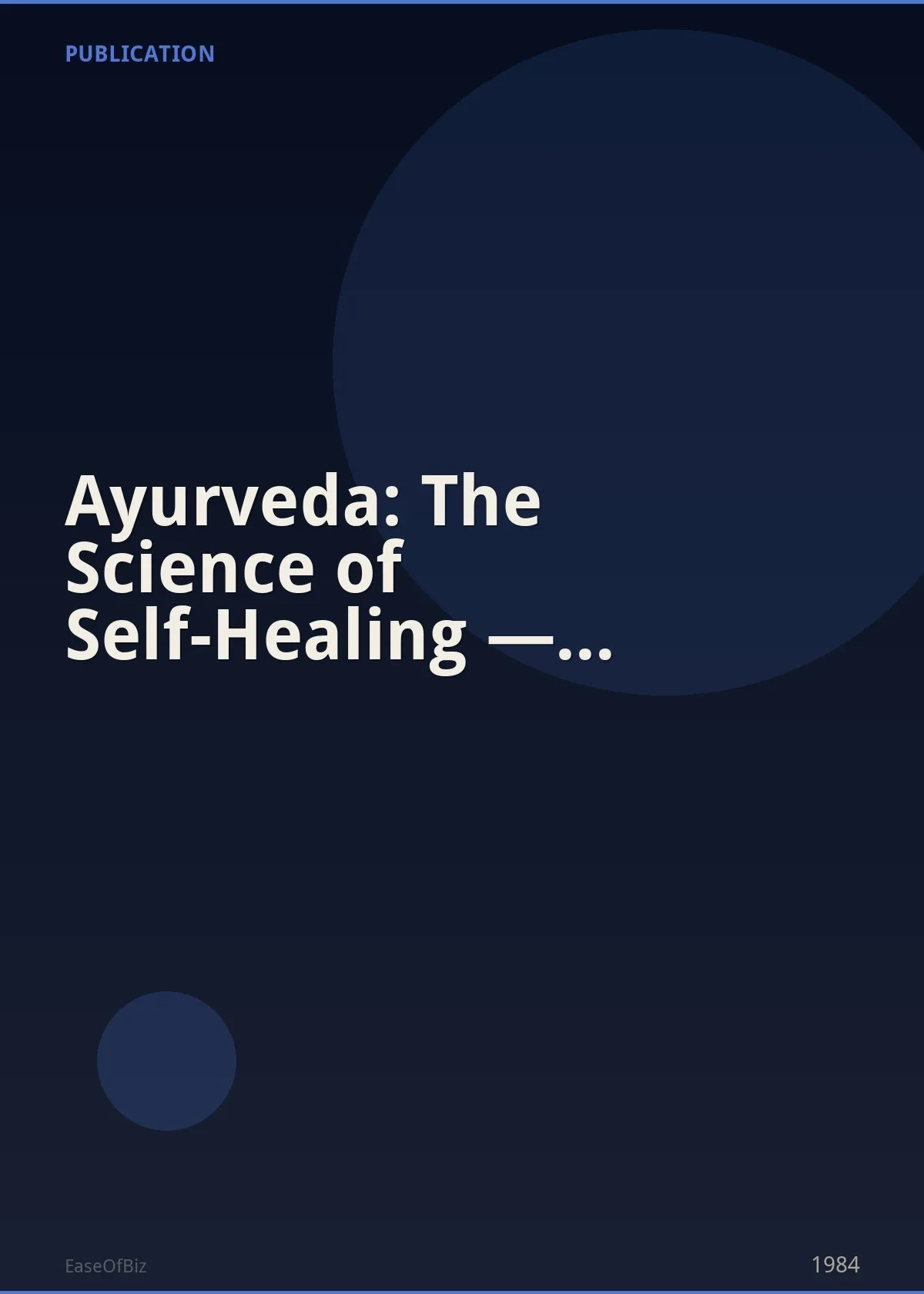 Ayurveda: The Science of Self-Healing — Book