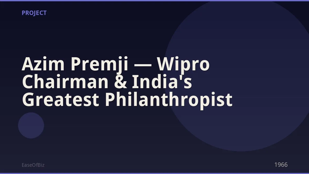 Azim Premji — Wipro Chairman & India's Greatest Philanthropist