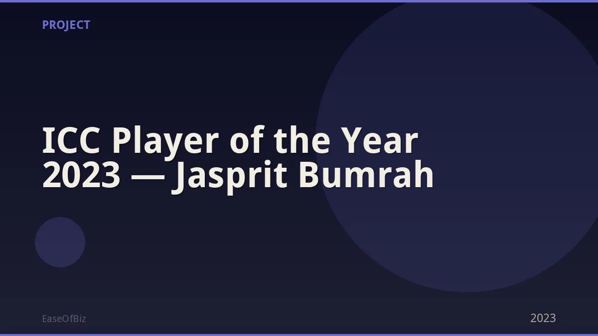 ICC Player of the Year 2023 — Jasprit Bumrah