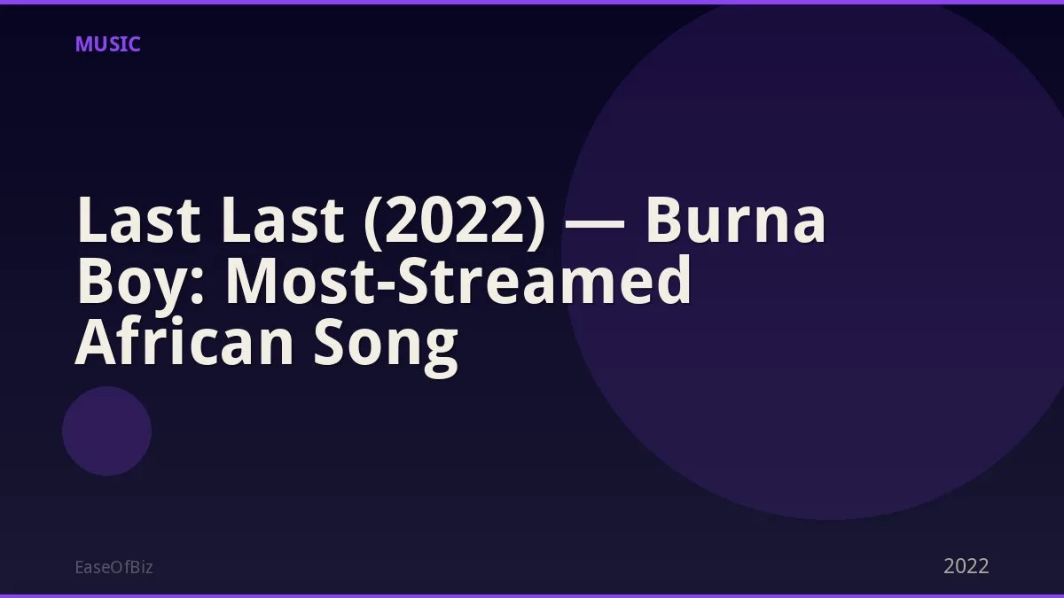 Last Last (2022) — Burna Boy: Most-Streamed African Song