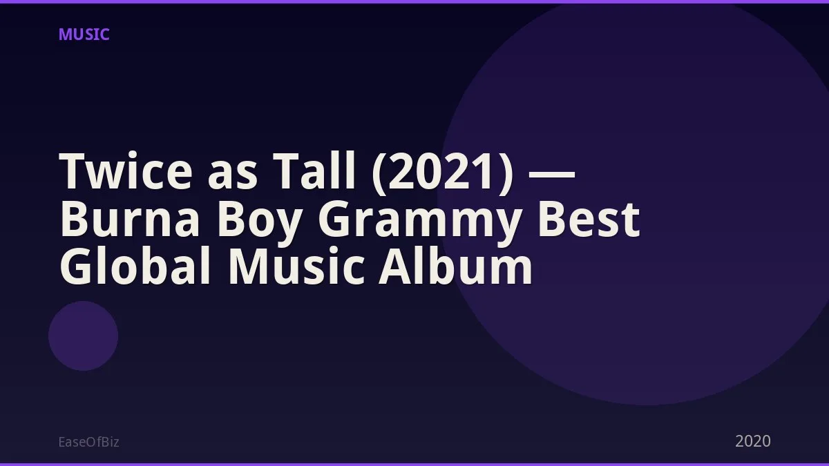 Twice as Tall (2021) — Burna Boy Grammy Best Global Music Album
