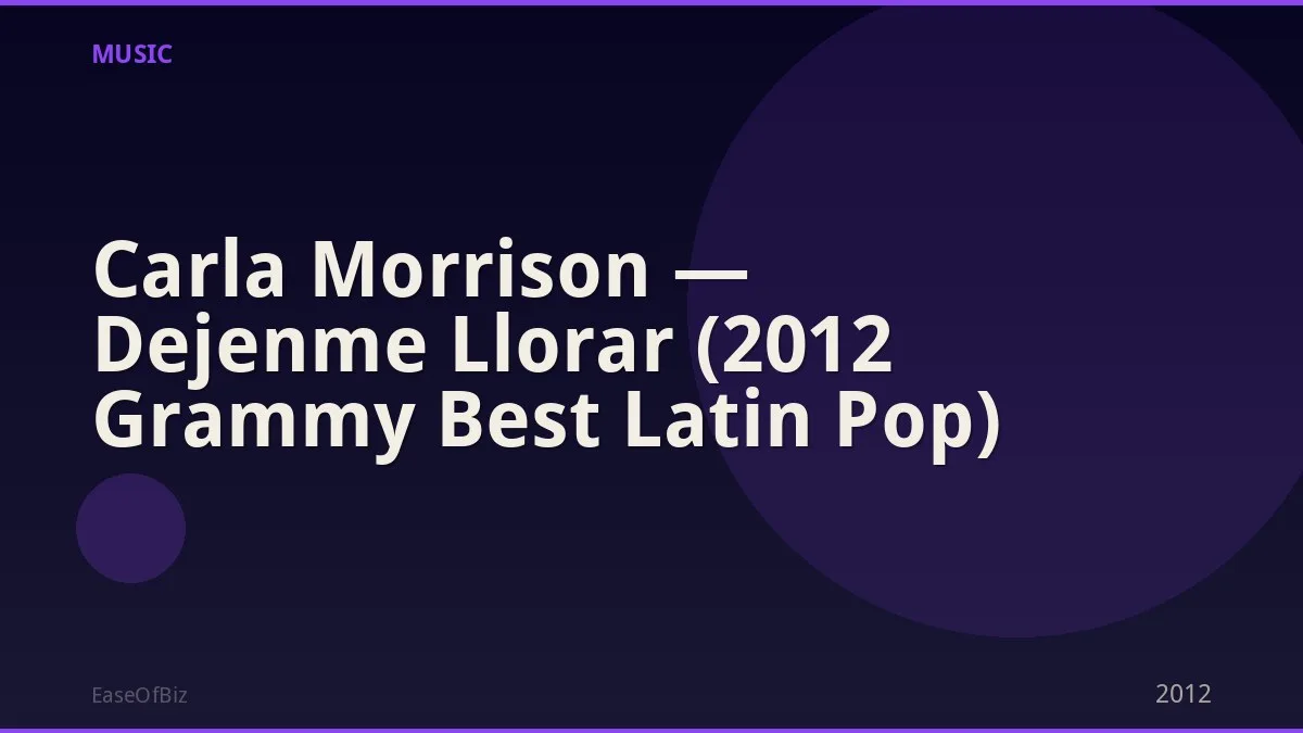 Carla Morrison — Dejenme Llorar (2012 Grammy Best Latin Pop)