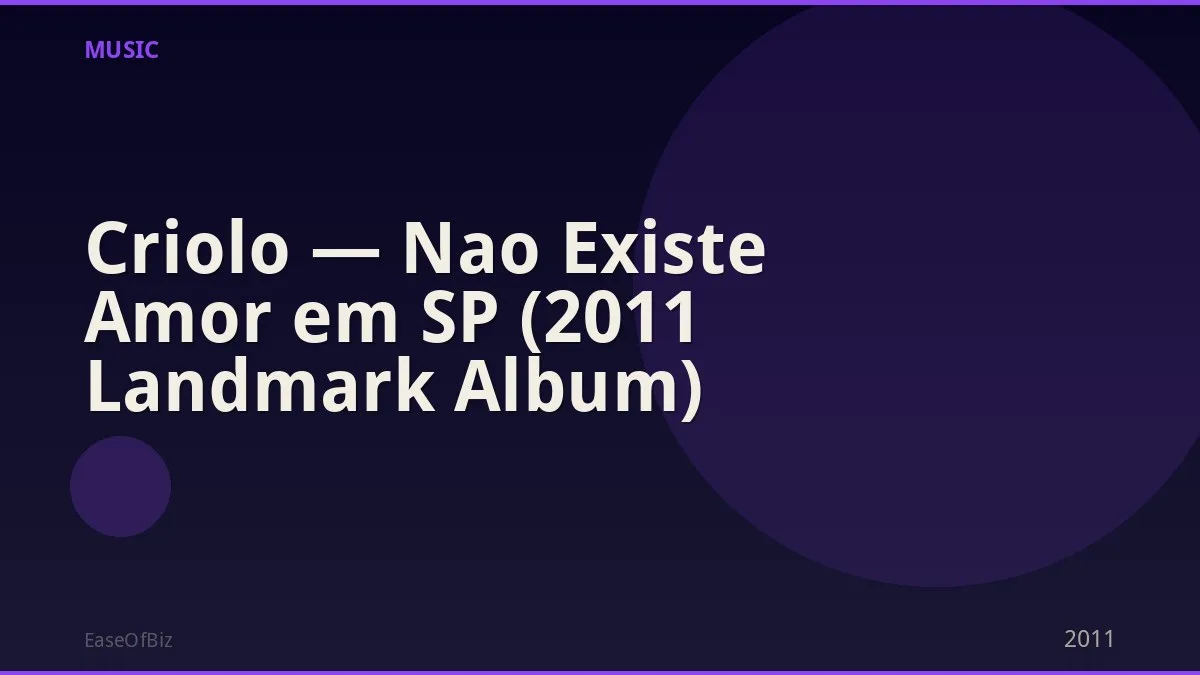 Criolo — Nao Existe Amor em SP (2011 Landmark Album)