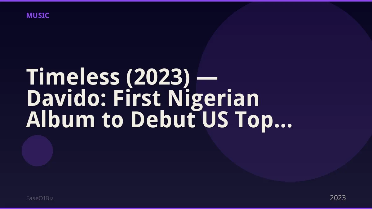 Timeless (2023) — Davido: First Nigerian Album to Debut US Top 10