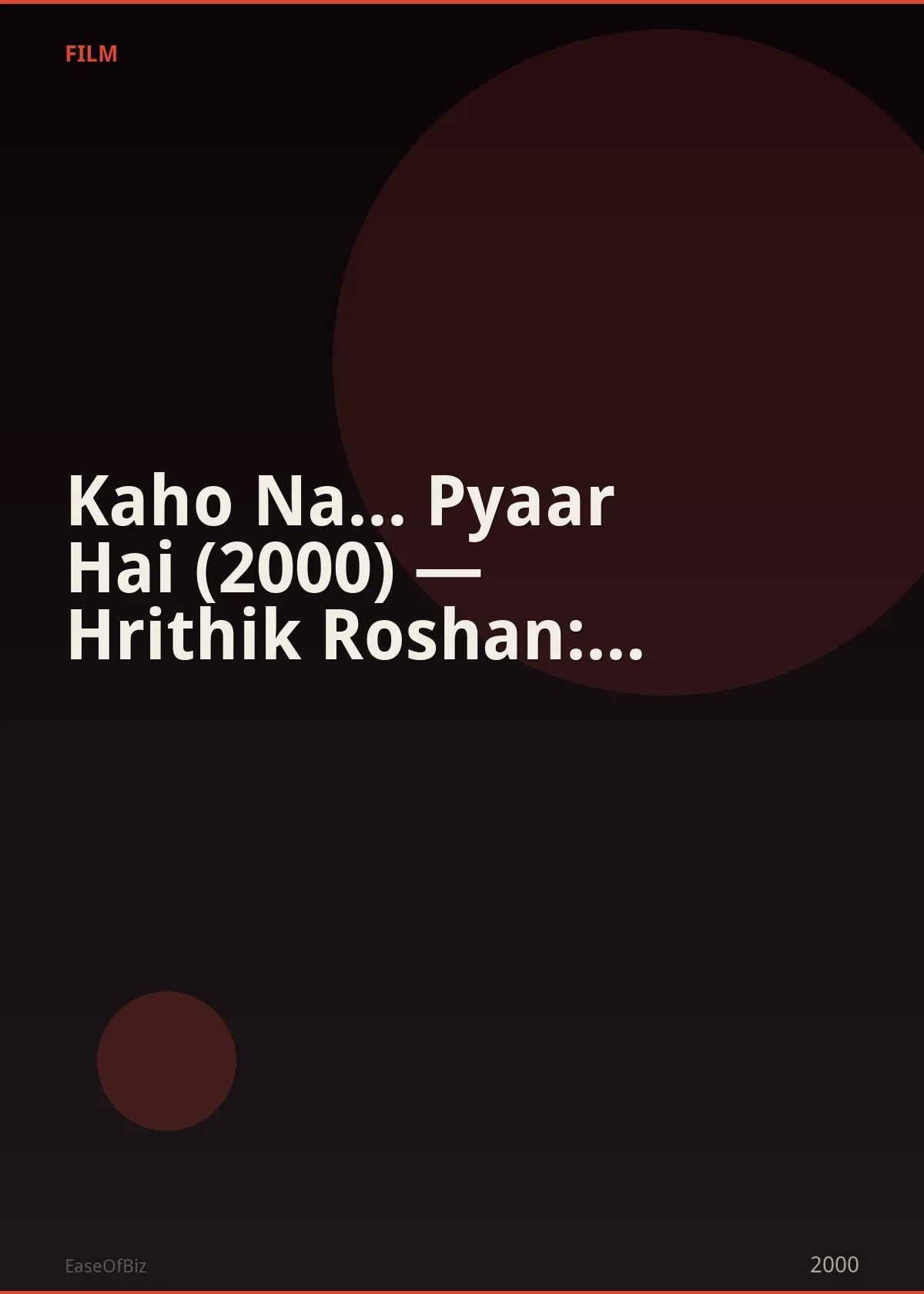 Kaho Na... Pyaar Hai (2000) — Hrithik Roshan: Debut 100M Box Office