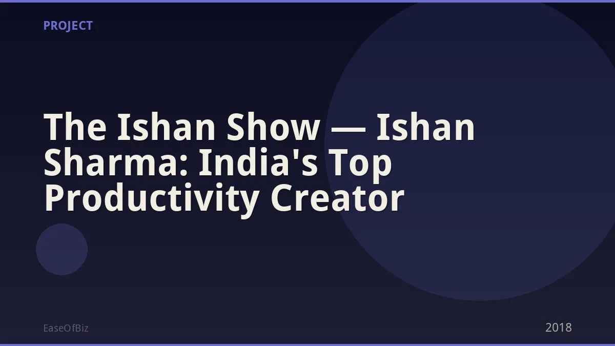 The Ishan Show — Ishan Sharma: India's Top Productivity Creator