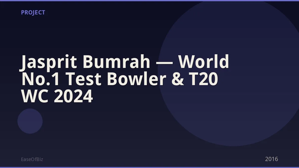 Jasprit Bumrah — World No.1 Test Bowler & T20 WC 2024