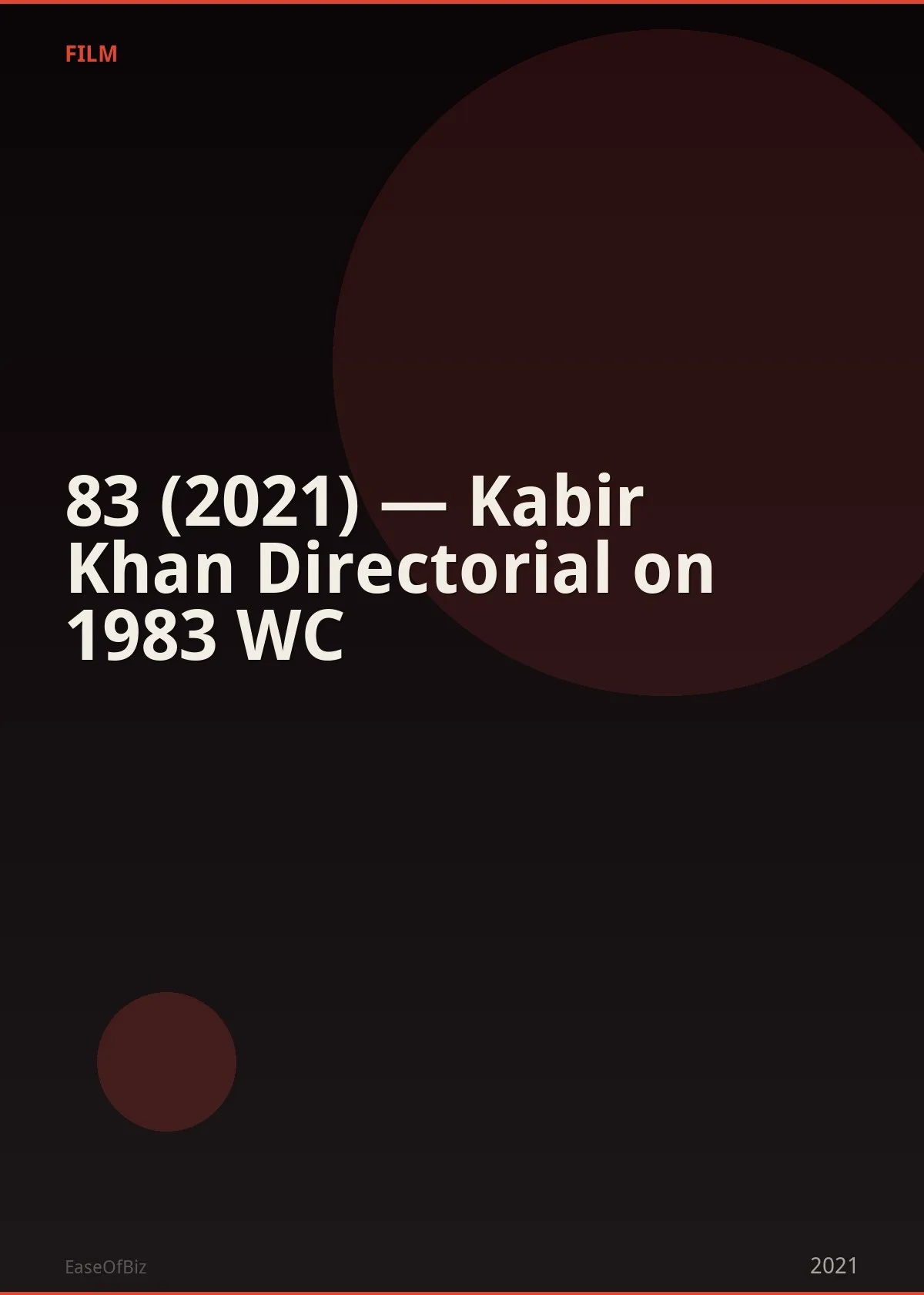 83 (2021) — Kabir Khan Directorial on 1983 WC