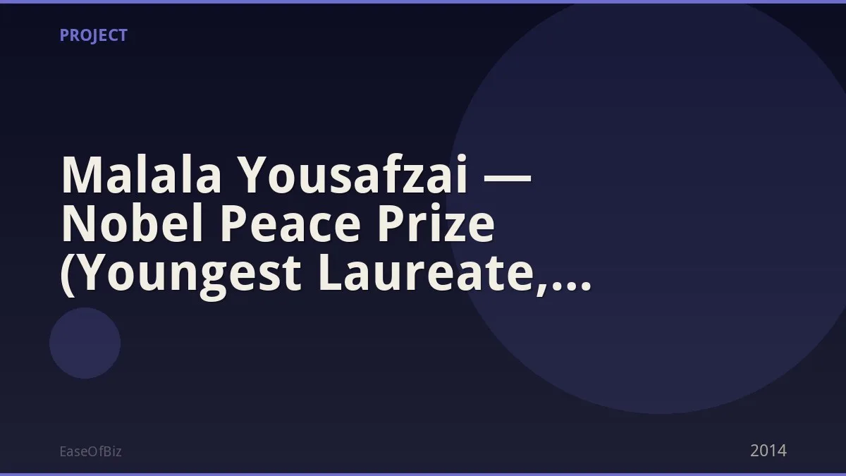 Malala Yousafzai — Nobel Peace Prize (Youngest Laureate, 2014)