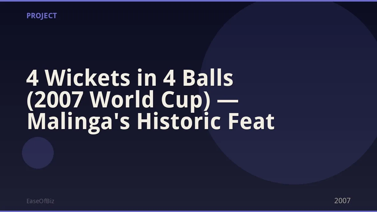 4 Wickets in 4 Balls (2007 World Cup) — Malinga's Historic Feat