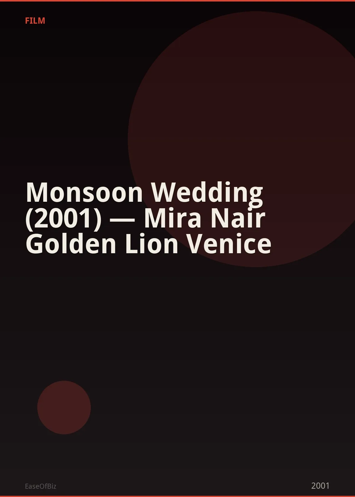 Monsoon Wedding (2001) — Mira Nair Golden Lion Venice
