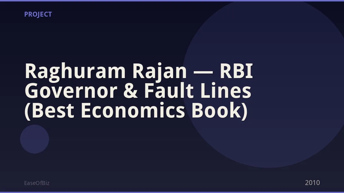 Raghuram Rajan — RBI Governor & Fault Lines (Best Economics Book)