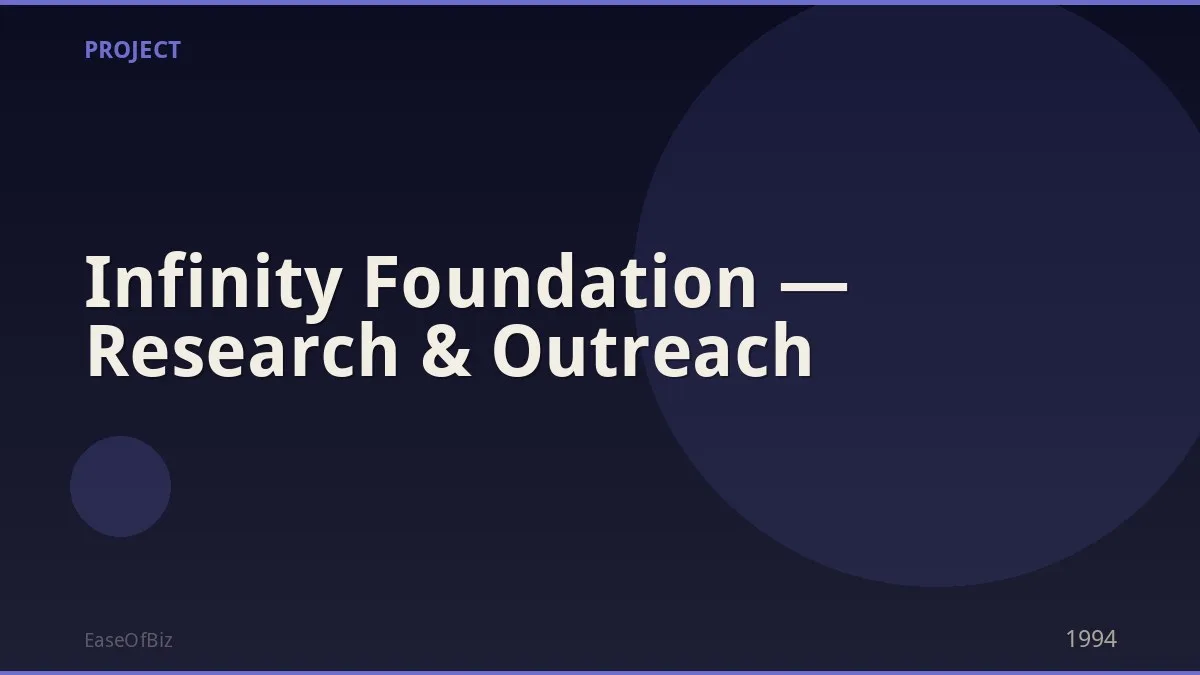 Infinity Foundation — Research & Outreach