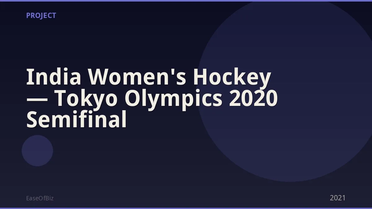 India Women's Hockey — Tokyo Olympics 2020 Semifinal
