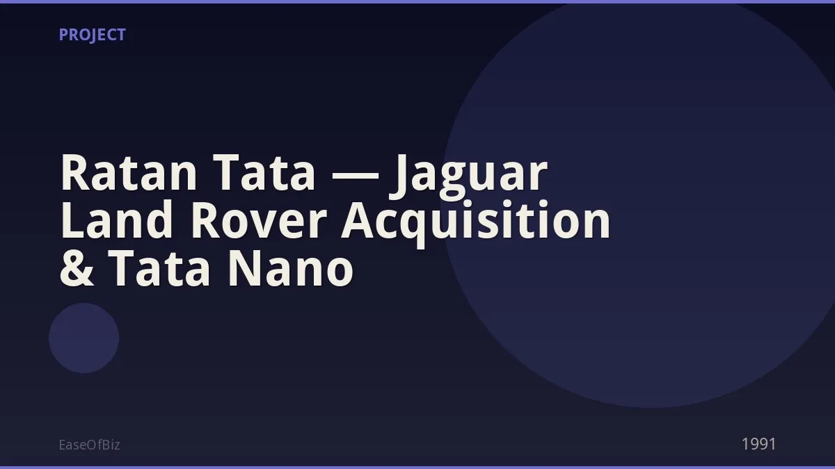 Ratan Tata — Jaguar Land Rover Acquisition & Tata Nano