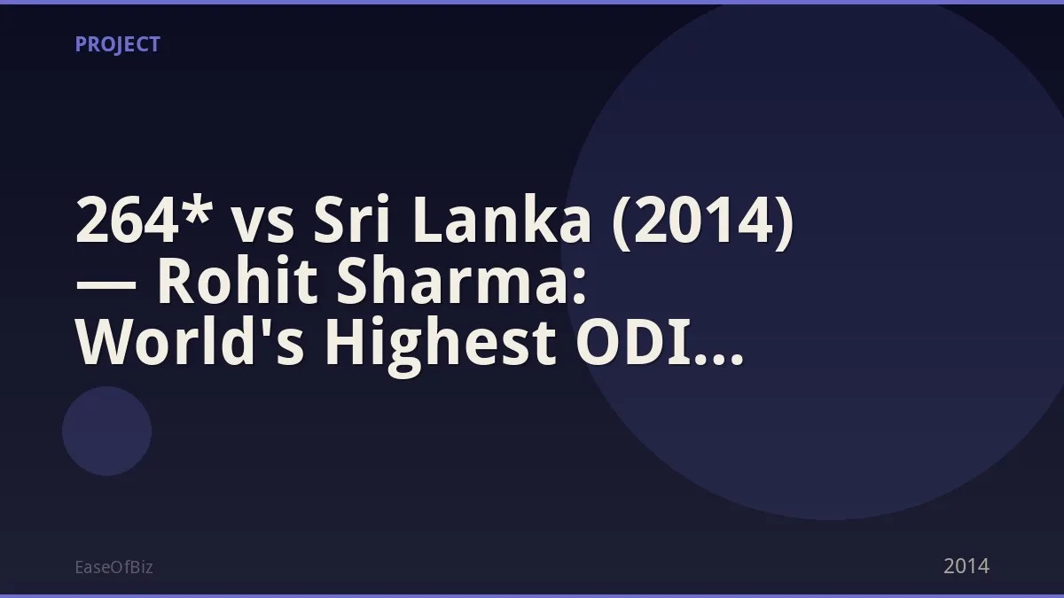 264* vs Sri Lanka (2014) — Rohit Sharma: World's Highest ODI Score