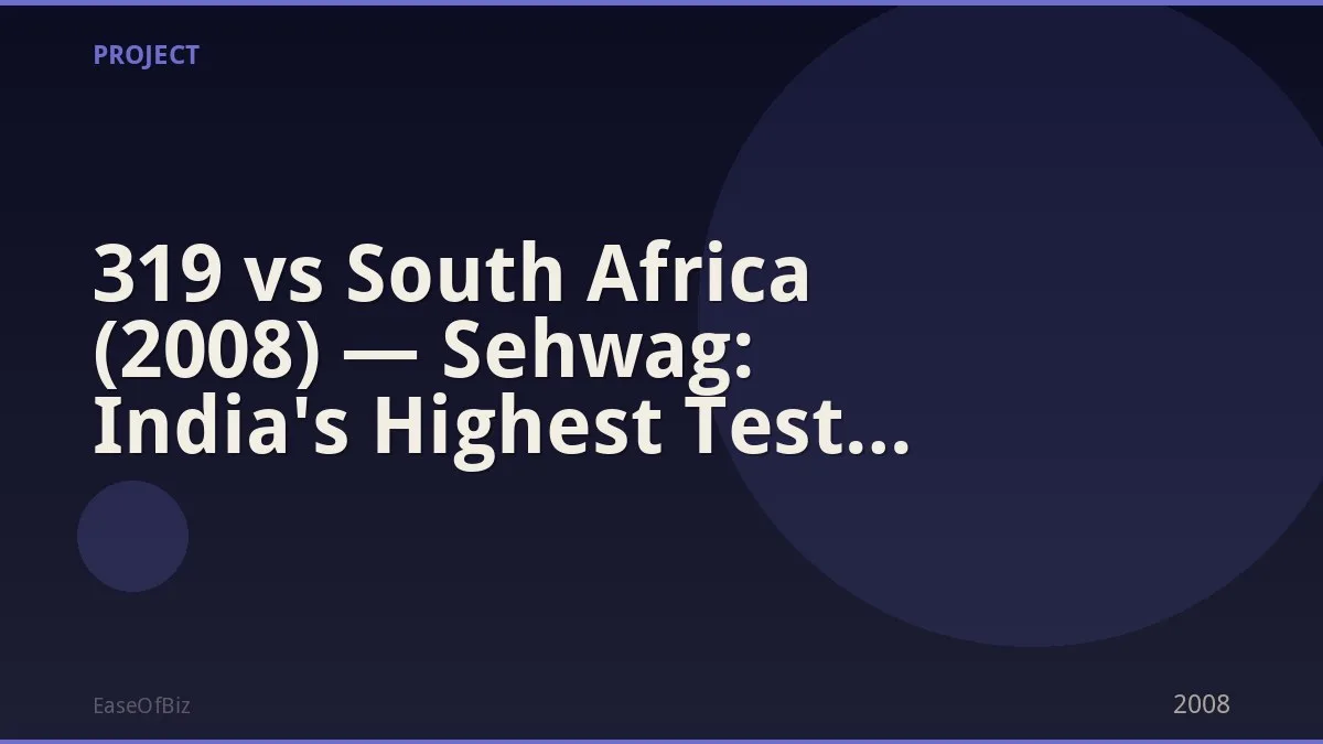 319 vs South Africa (2008) — Sehwag: India's Highest Test Score