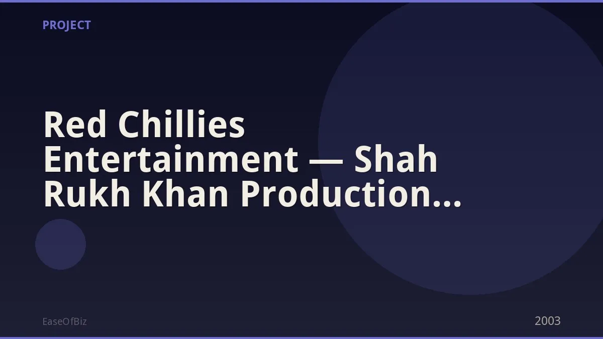 Red Chillies Entertainment — Shah Rukh Khan Production Empire