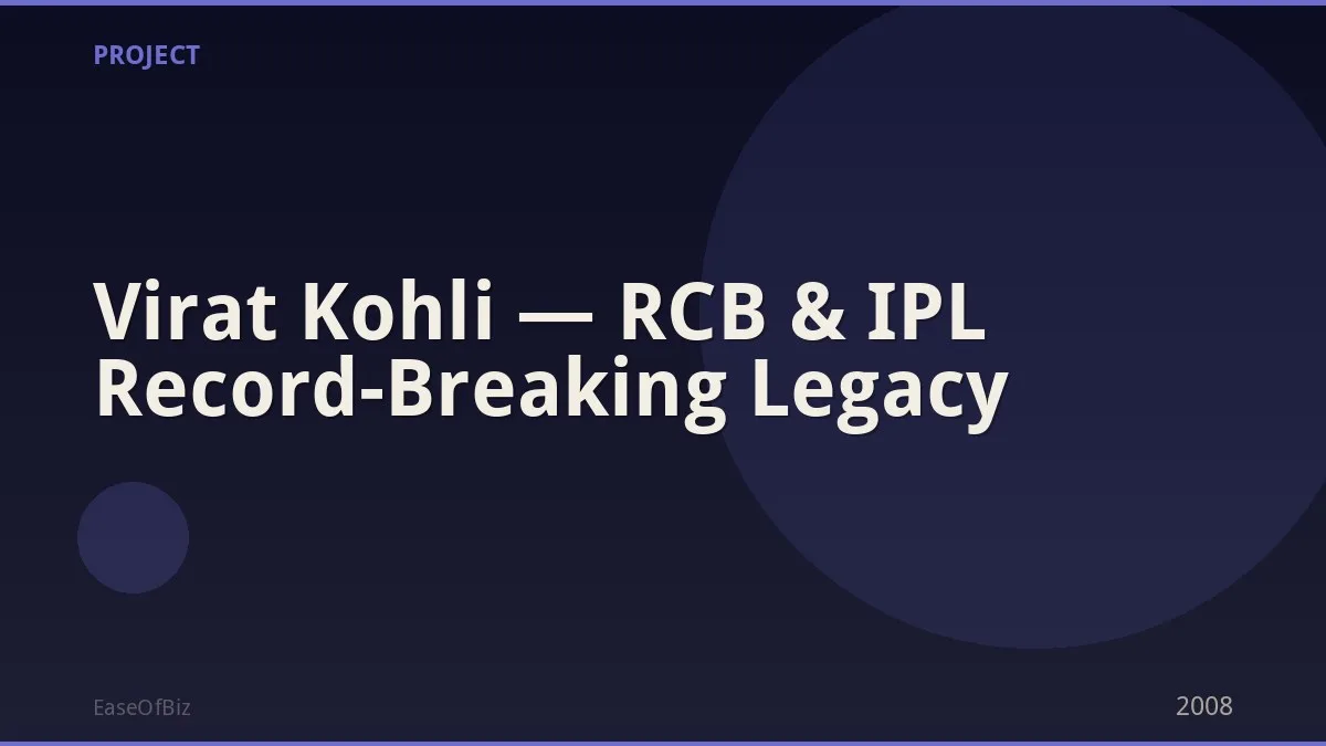 Virat Kohli — RCB & IPL Record-Breaking Legacy