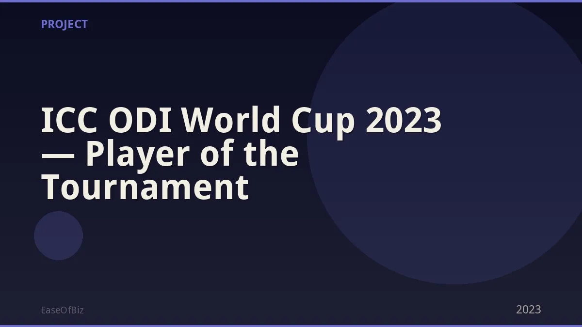 ICC ODI World Cup 2023 — Player of the Tournament