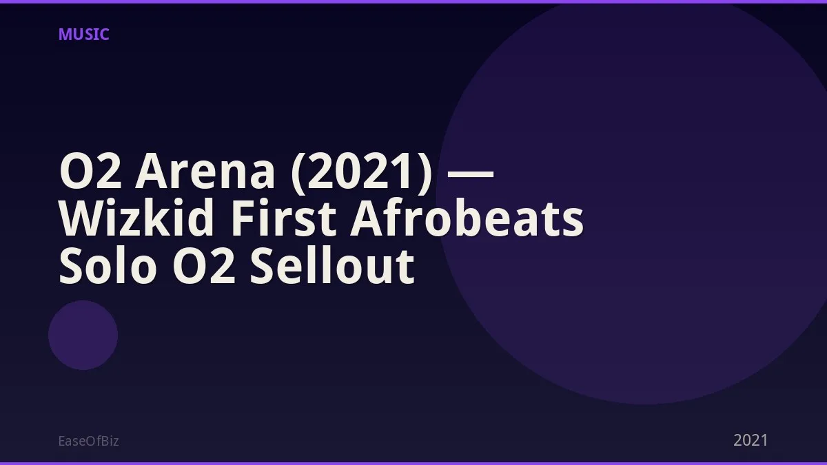 O2 Arena (2021) — Wizkid First Afrobeats Solo O2 Sellout