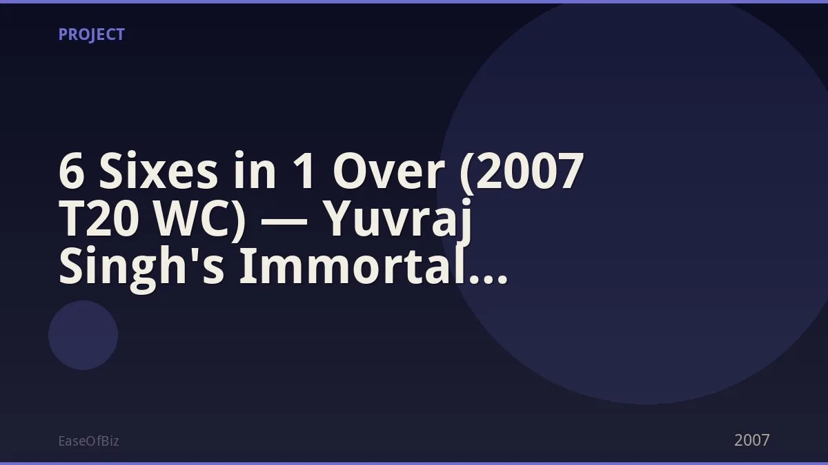 6 Sixes in 1 Over (2007 T20 WC) — Yuvraj Singh's Immortal Moment