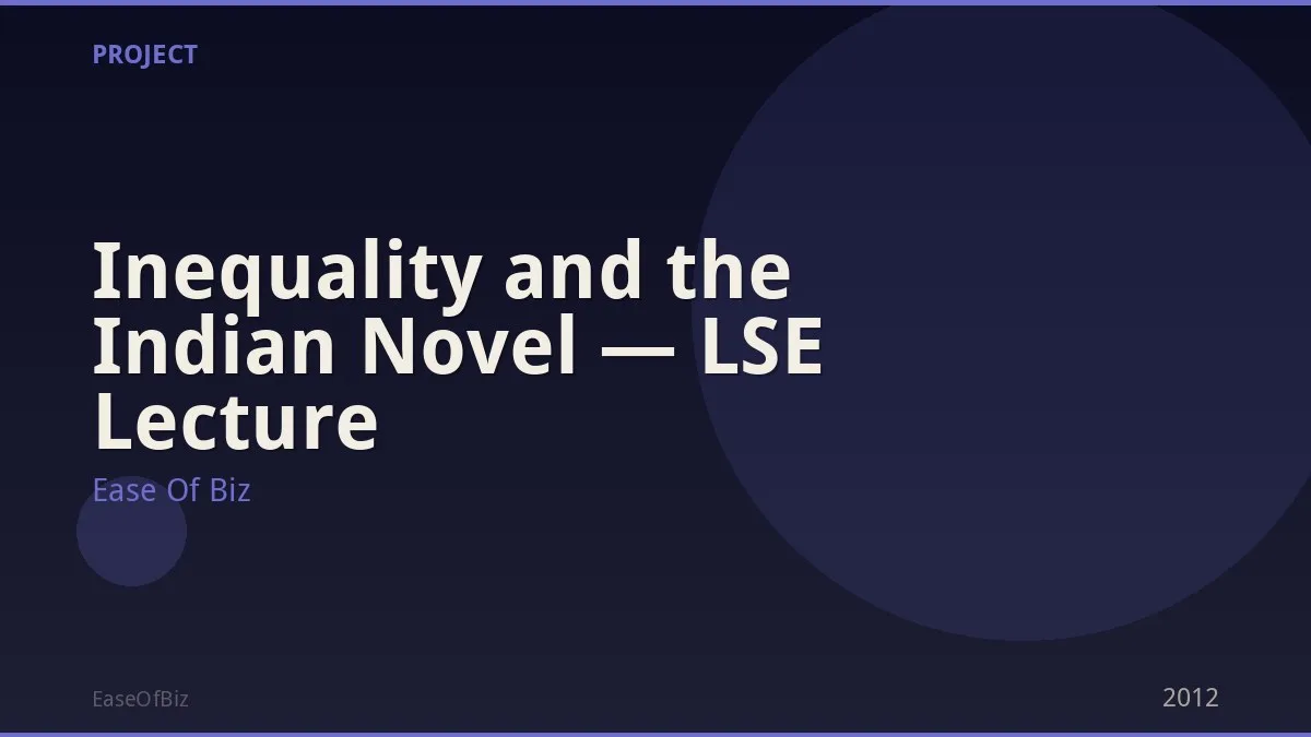 Inequality and the Indian Novel — LSE Lecture