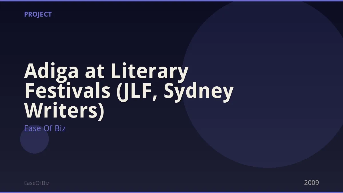 Adiga at Literary Festivals (JLF, Sydney Writers)