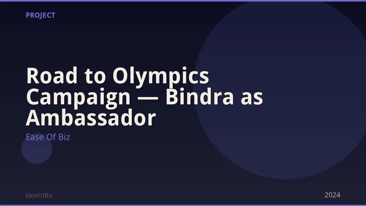 Road to Olympics Campaign — Bindra as Ambassador