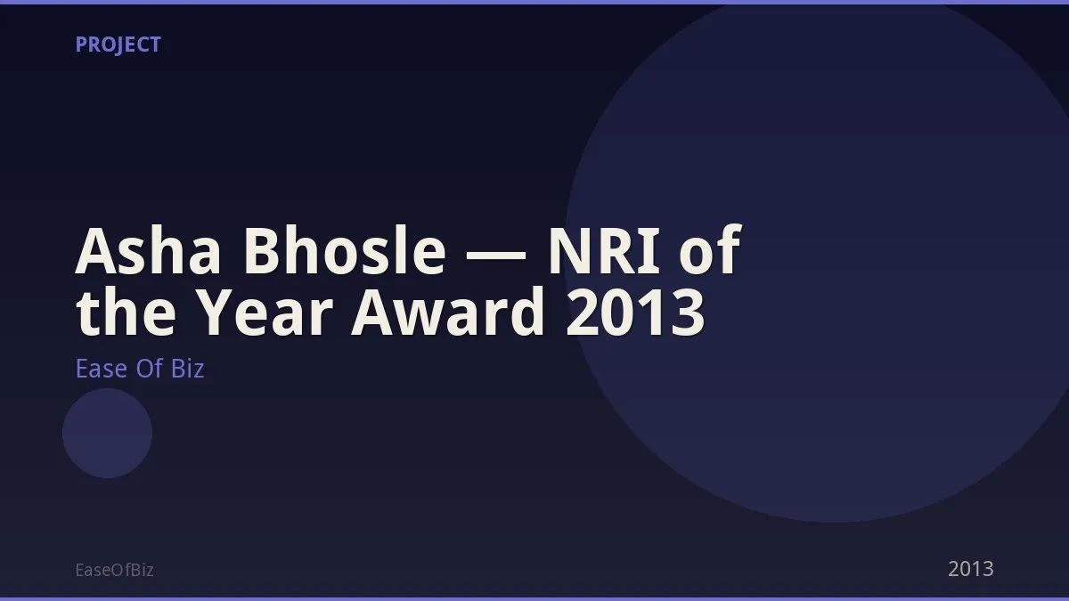 Asha Bhosle — NRI of the Year Award 2013