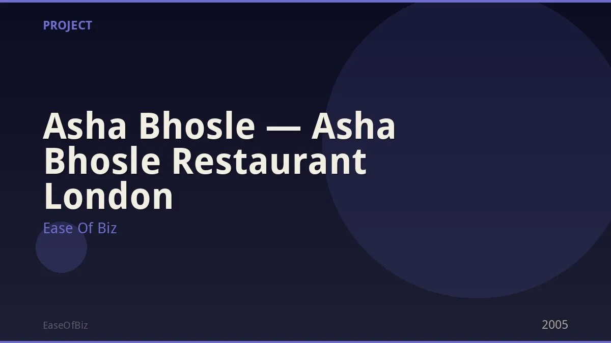 Asha Bhosle — Asha Bhosle Restaurant London