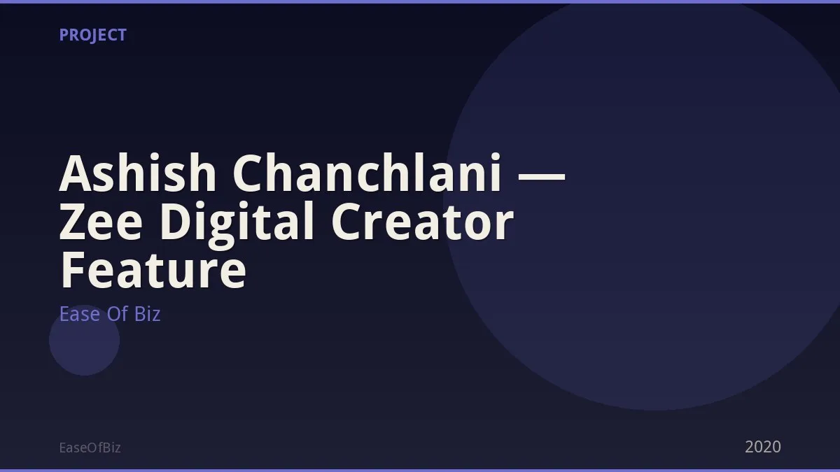 Ashish Chanchlani — Zee Digital Creator Feature