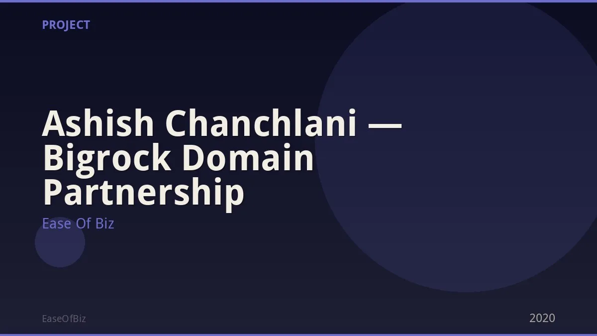 Ashish Chanchlani — Bigrock Domain Partnership