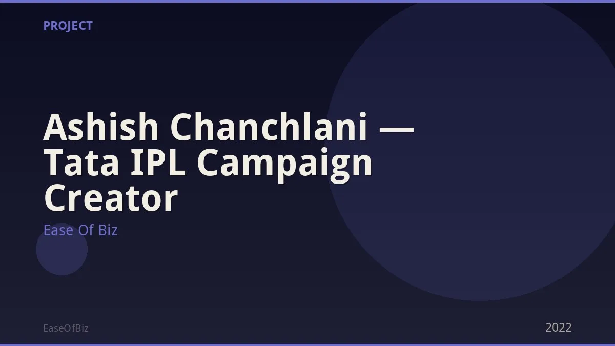 Ashish Chanchlani — Tata IPL Campaign Creator