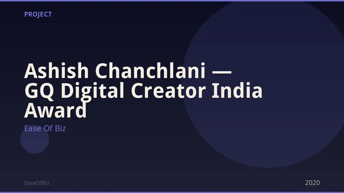 Ashish Chanchlani — GQ Digital Creator India Award