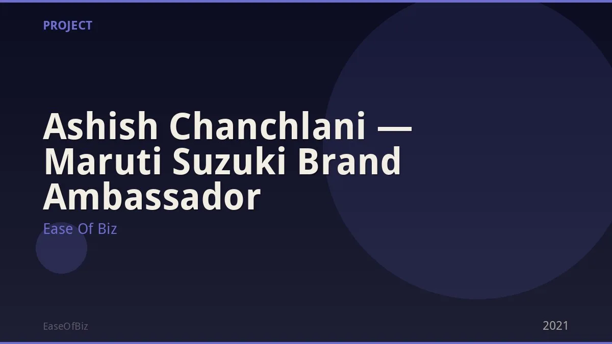 Ashish Chanchlani — Maruti Suzuki Brand Ambassador