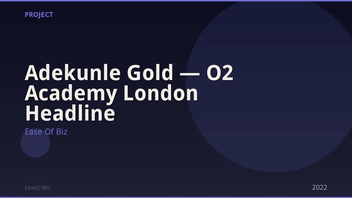 Adekunle Gold — O2 Academy London Headline