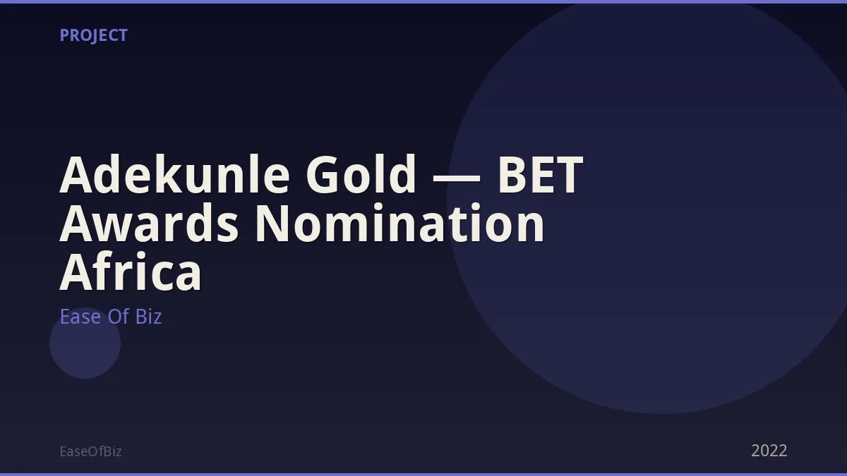 Adekunle Gold — BET Awards Nomination Africa
