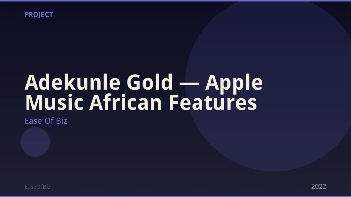 Adekunle Gold — Apple Music African Features