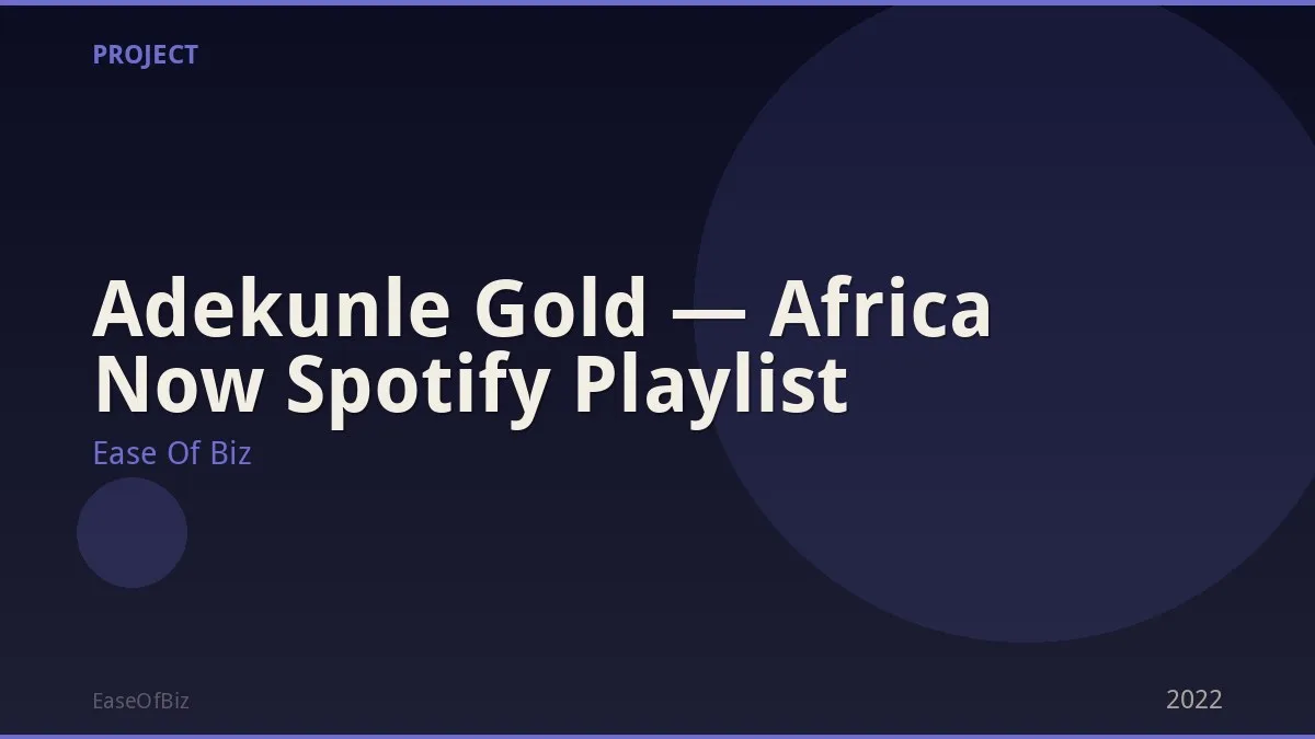 Adekunle Gold — Africa Now Spotify Playlist