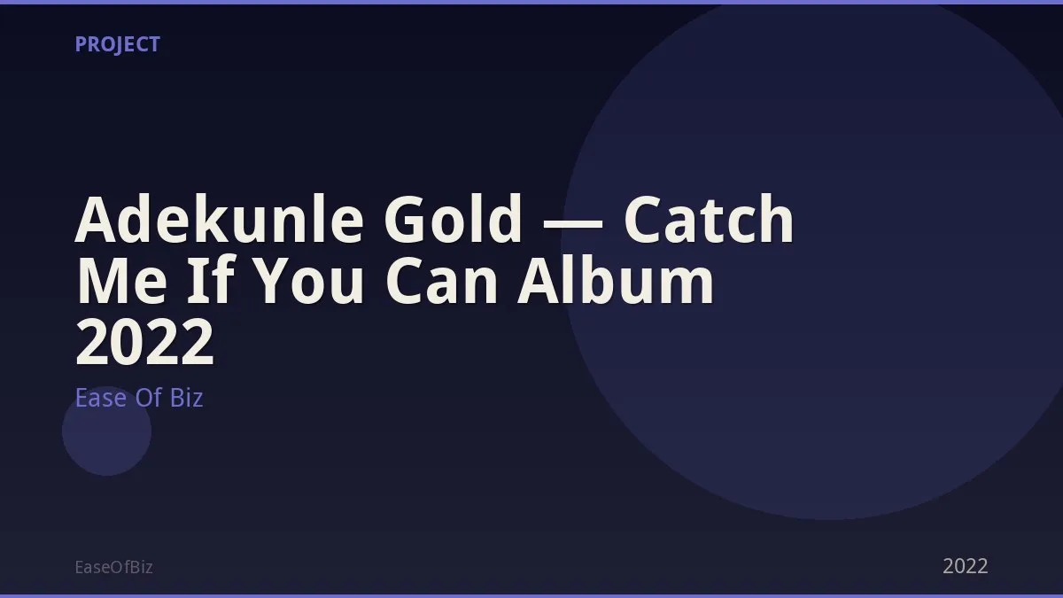 Adekunle Gold — Catch Me If You Can Album 2022