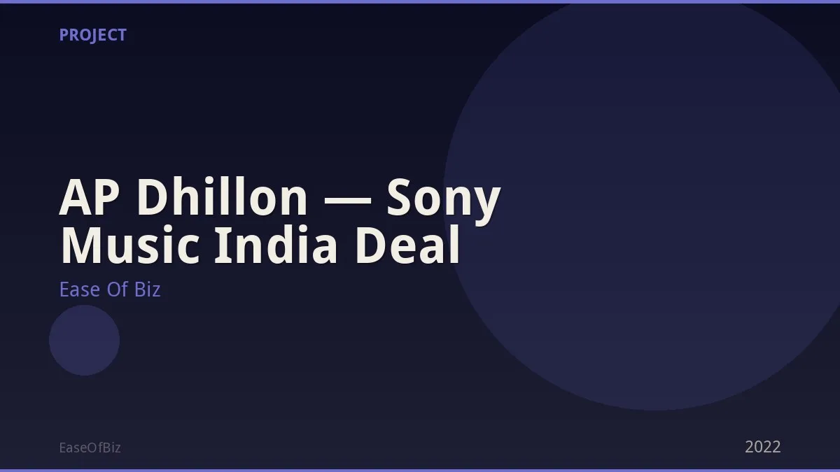 AP Dhillon — Sony Music India Deal