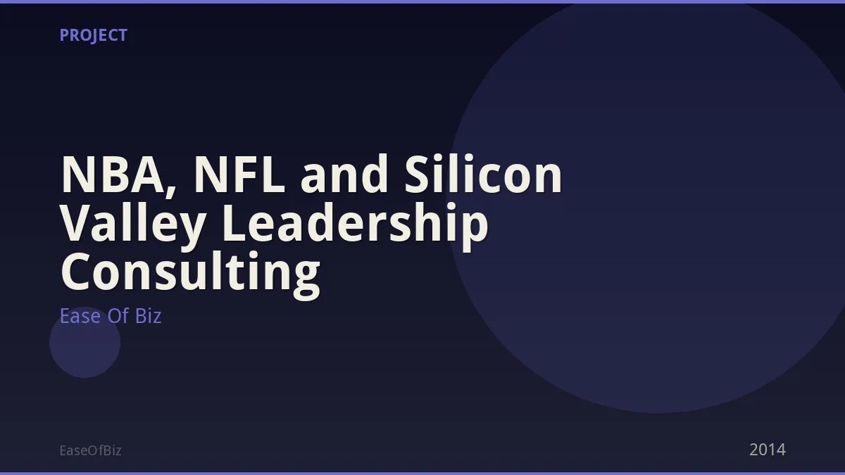 NBA, NFL and Silicon Valley Leadership Consulting