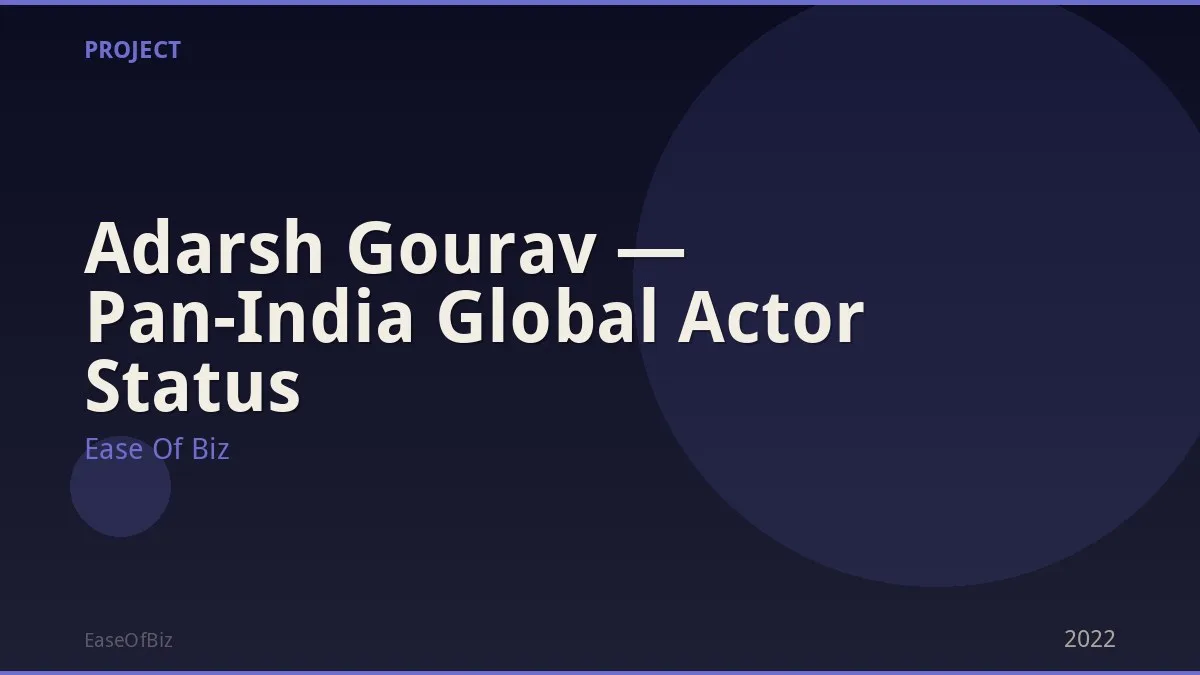 Adarsh Gourav — Pan-India Global Actor Status