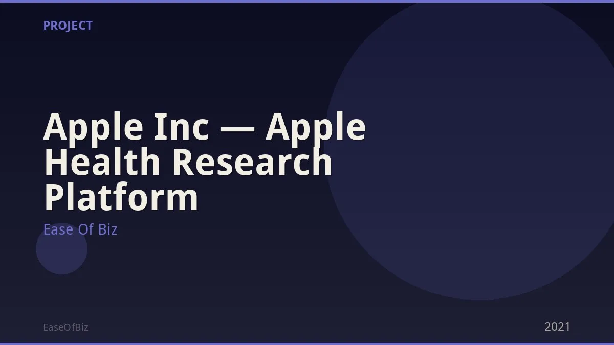 Apple Inc — Apple Health Research Platform