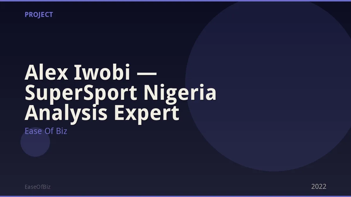 Alex Iwobi — SuperSport Nigeria Analysis Expert
