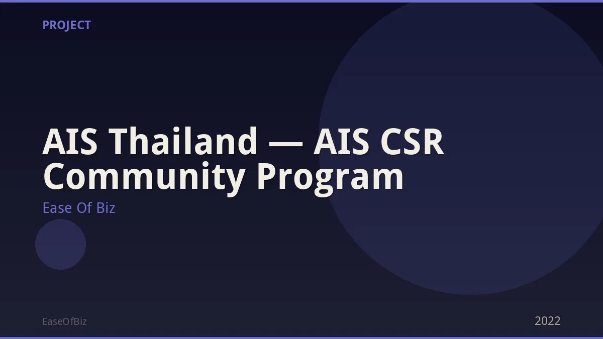 AIS Thailand — AIS CSR Community Program